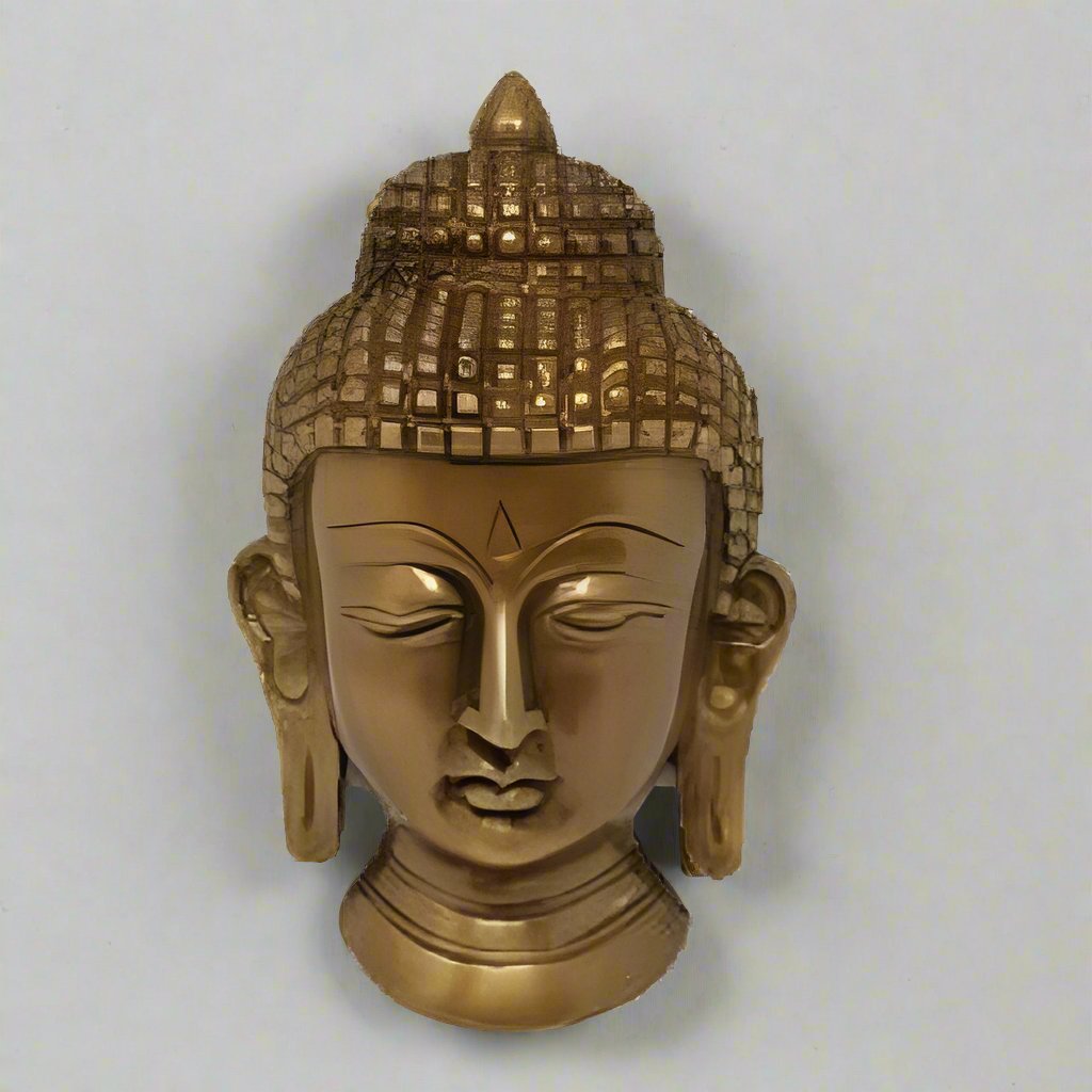 Buddha Solid Brass Mask Wall Hanging 5.5"