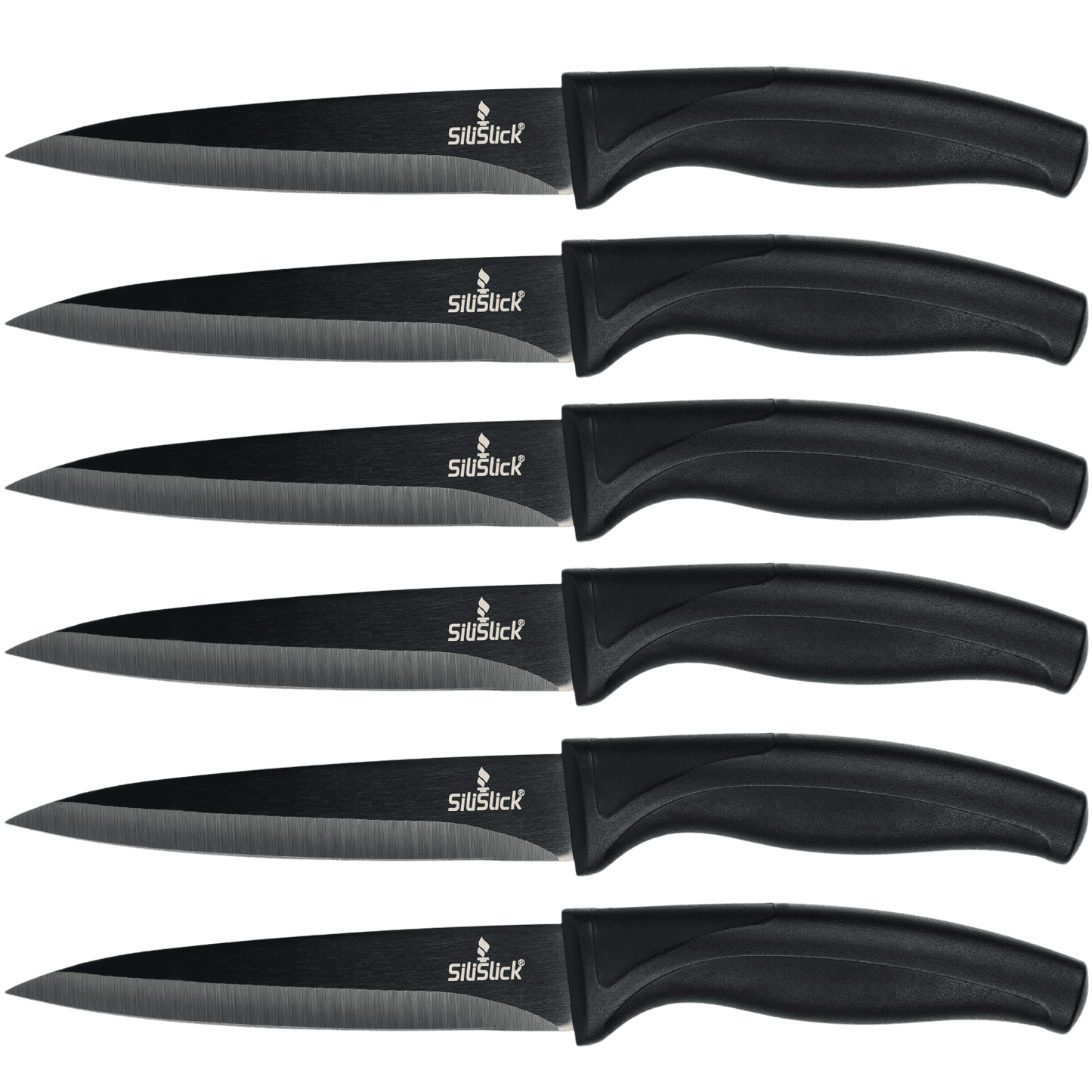 Steak Knife Set (6 Black Handle, Black Blade)
