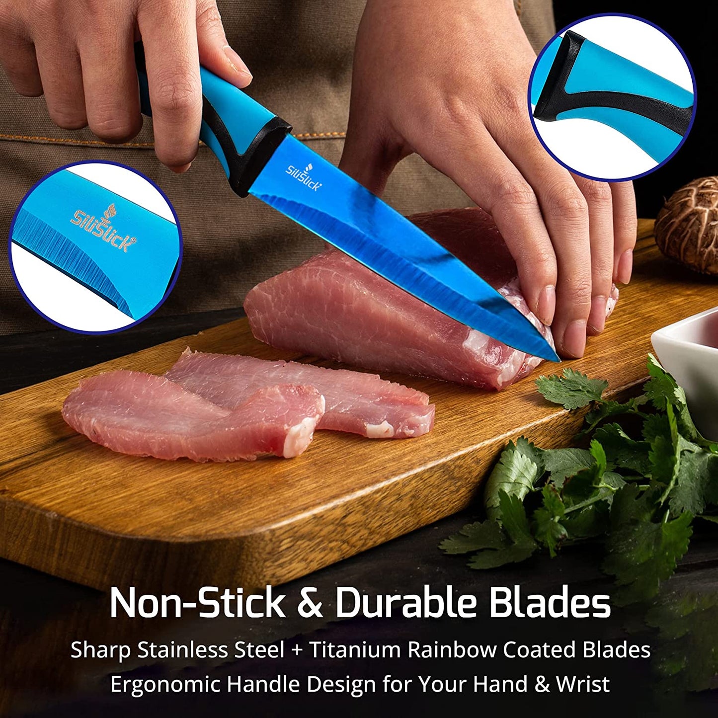 Steak Knife Set (6 Black Handle, Black Blade)
