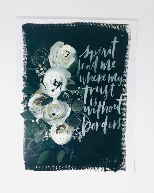 Spirit lead me print- 11x14 in simple black artwork home decor